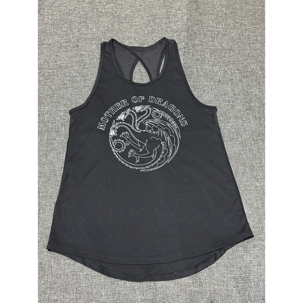 Game of Thrones Women's XS Tank Top Mother‎ of Dragons Black Racerback Mesh